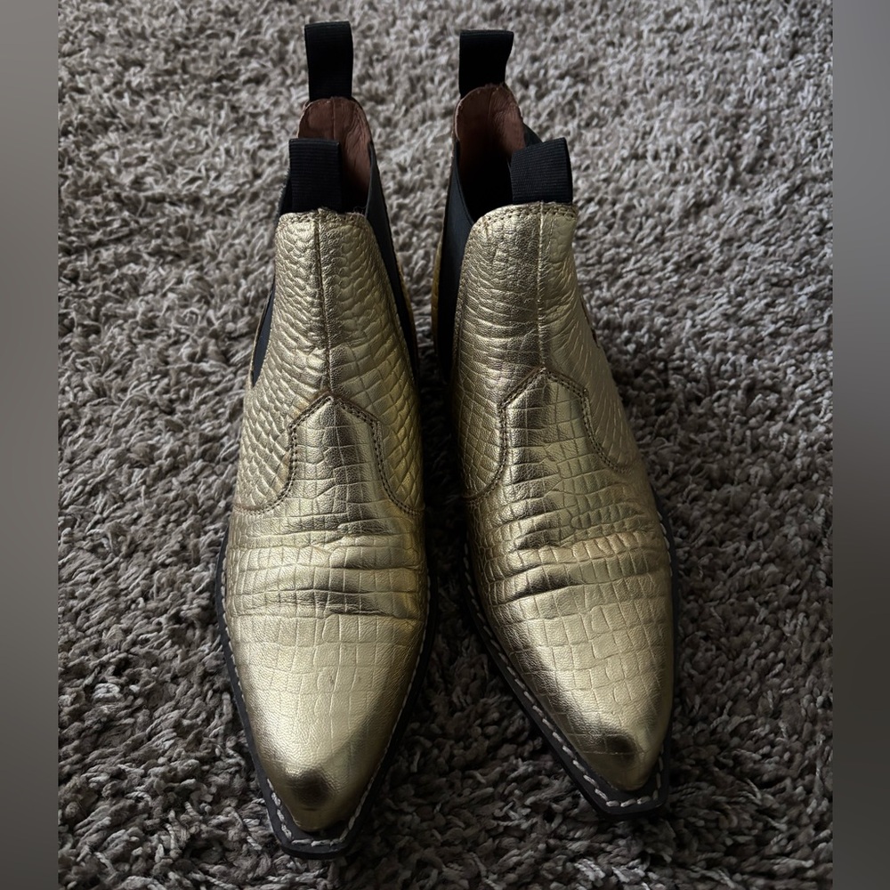 Free People Gold Western Style Bootie